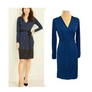 Ann Taylor Wrap Dress Size 6 Blue Jersey Knit NWOT